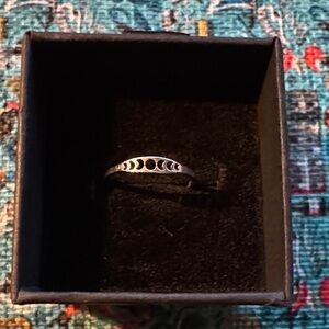 Silver Stainless Steel Moon Phase Stacking Ring